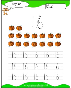 okul öncesi 1 sayısı çizgi çalışması